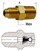 Male Ball Check Connector 45deg Flare Diagram